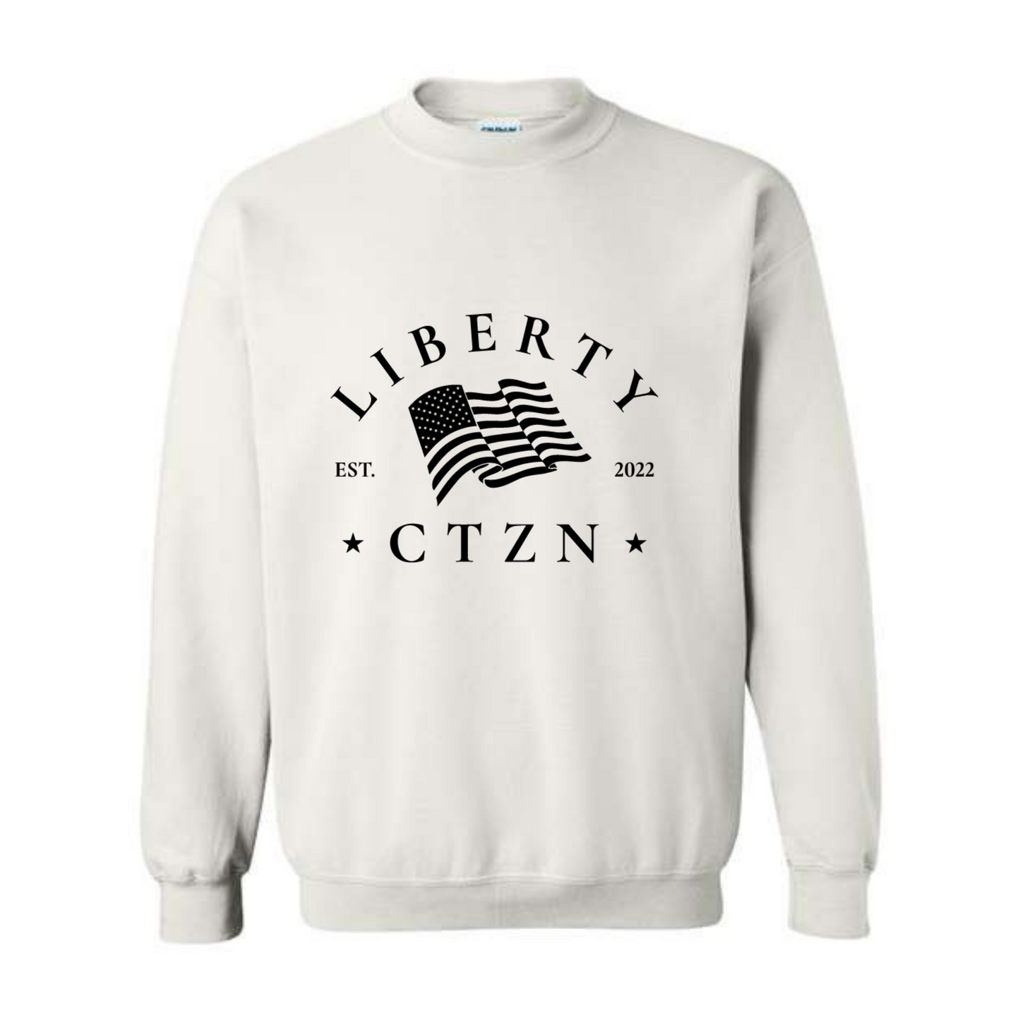 Liberty CTZN American Flag Crewneck Sweatshirt White